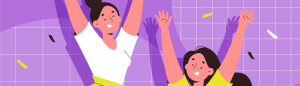 illustration of two youth jumping for joy