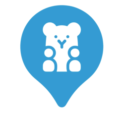 bear pin logo blue